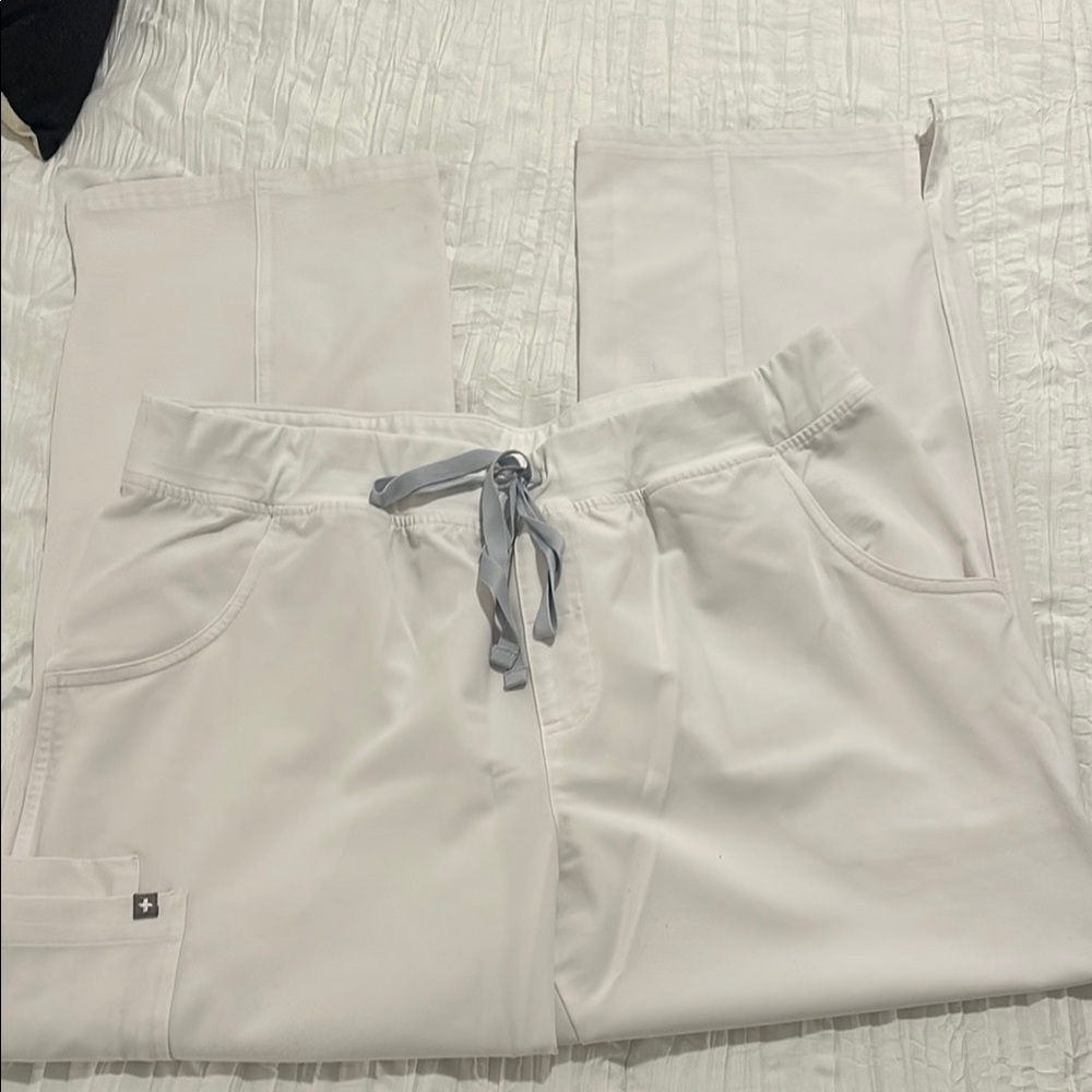 Figs White Scrub Pants with Elastic Waistband